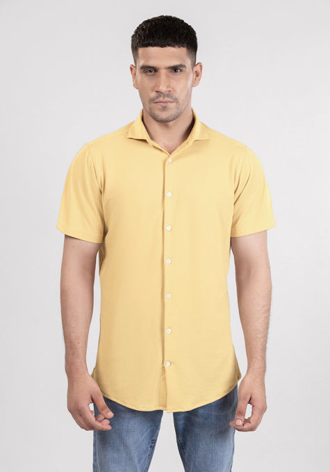 Yellow Feather Soft Piqué Half Sleeve Shirt