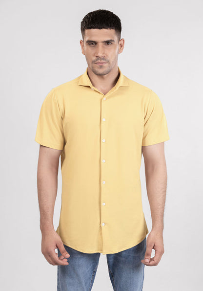 Yellow Feather Soft Piqué Half Sleeve Shirt