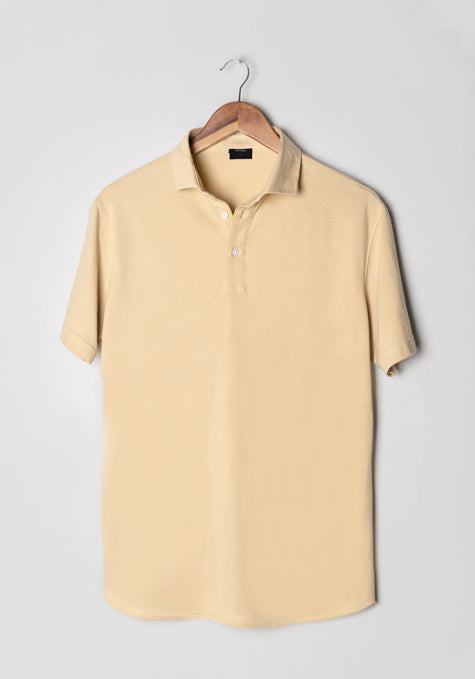 Tan Feather Soft Piqué Half Sleeve Polo Shirt