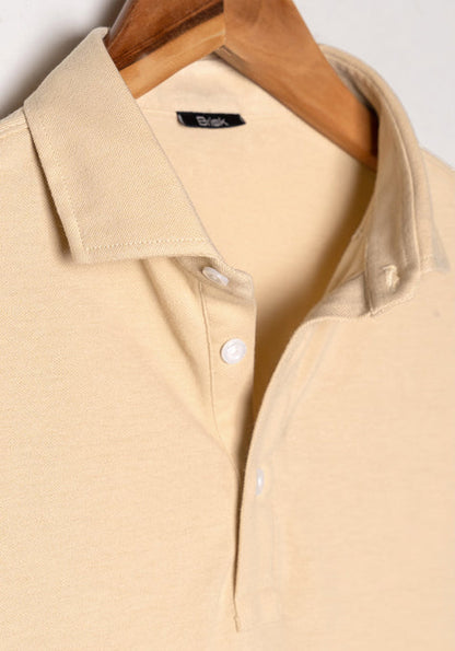 Tan Feather Soft Piqué Half Sleeve Polo Shirt