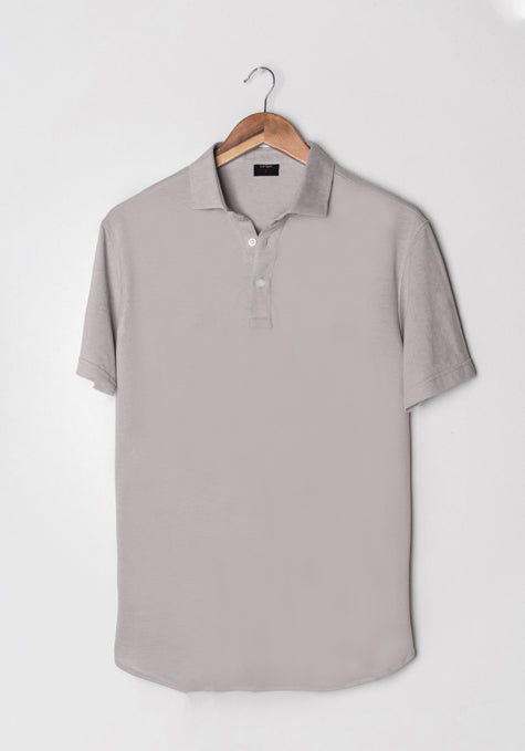 Light Grey Feather Soft Piqué Half Sleeve Polo Shirt