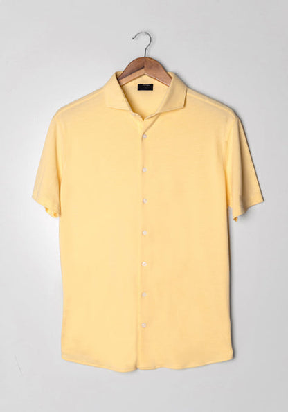 Yellow Feather Soft Piqué Half Sleeve Shirt