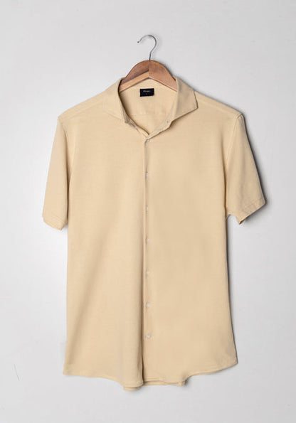 Tan Feather Soft Piqué Half Sleeve Shirt