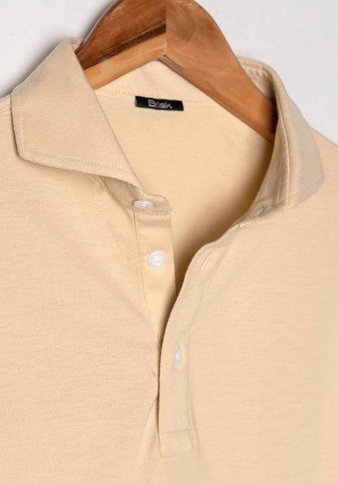 Tan Feather Soft Piqué Full Sleeve Polo Shirt