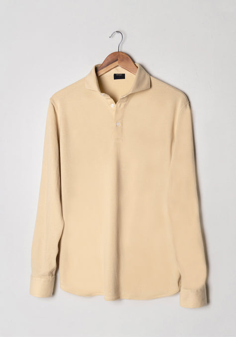 Tan Feather Soft Piqué Full Sleeve Polo Shirt