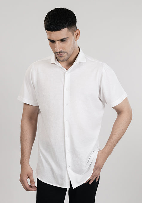 White Feather Soft Piqué Half Sleeve Shirt