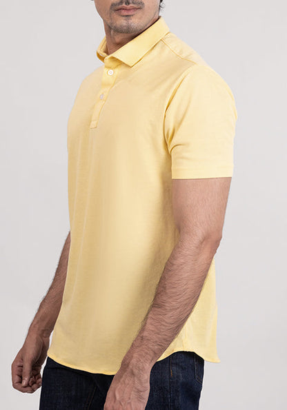 Yellow Feather Soft Piqué Half Sleeve Polo Shirt