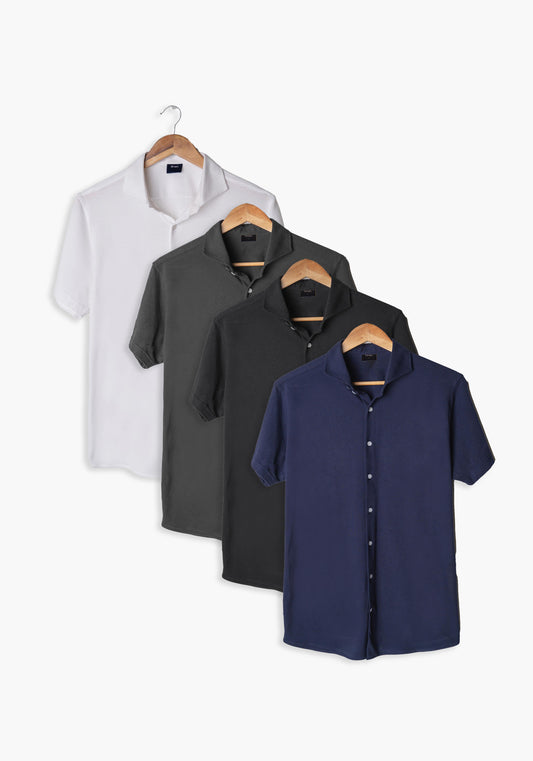 Basic 4 Color Pack - Feather Soft Piqué Half Sleeve Shirt