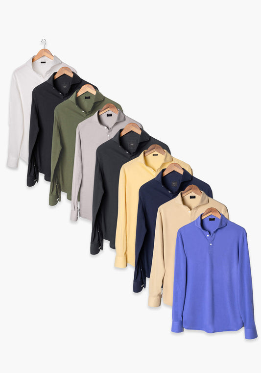 All 9 Color Pack - Feather Soft Piqué Full Sleeve Polo Shirt