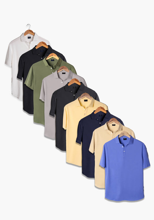 All 9 Color Pack - Feather Soft Piqué Half Sleeve Polo Shirt