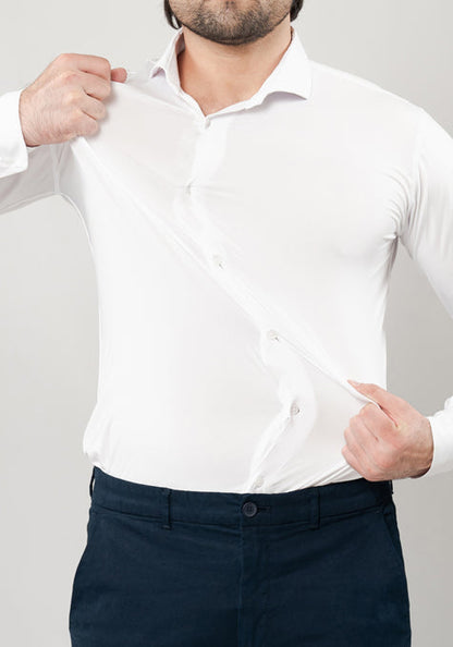 White Performance 4 Way Super Stretch Shirt - Wrinkle Free