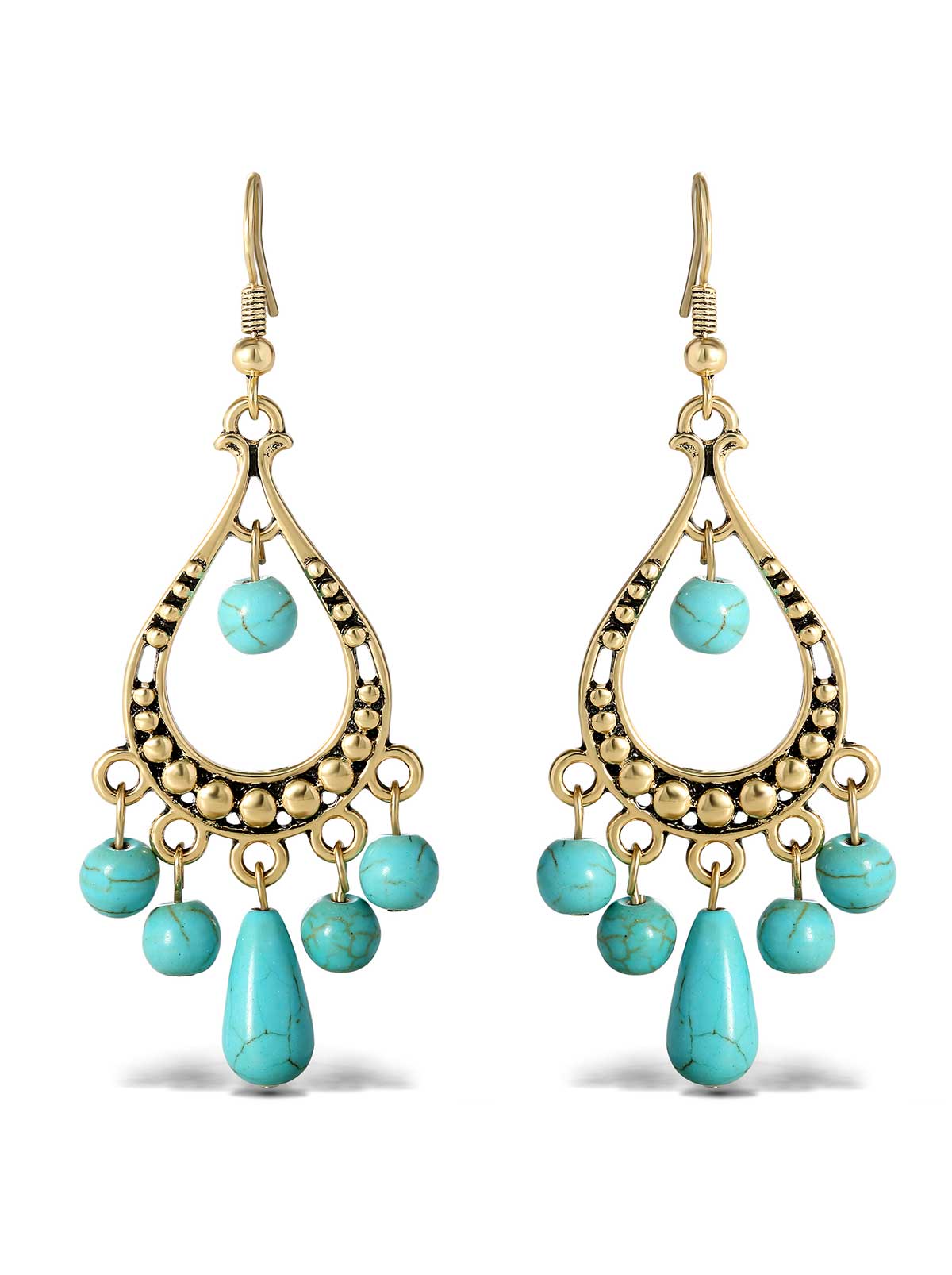 Turquoise Bead Chandelier Earrings