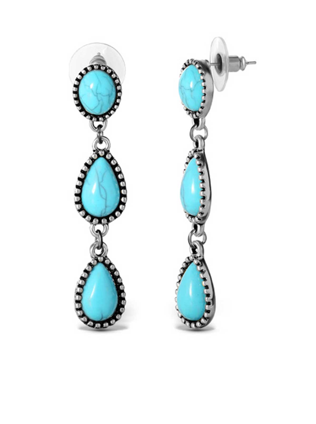 Three Stone Drop Earrings