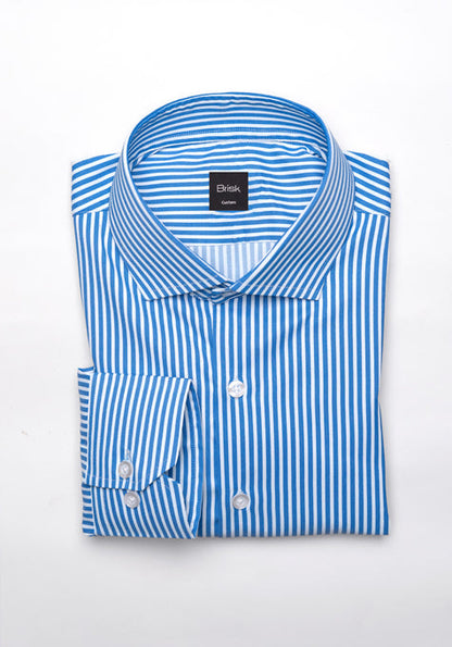 Royal Blue Performance Super Stretch Stripes Hidden Button Shirt - Wrinkle Free