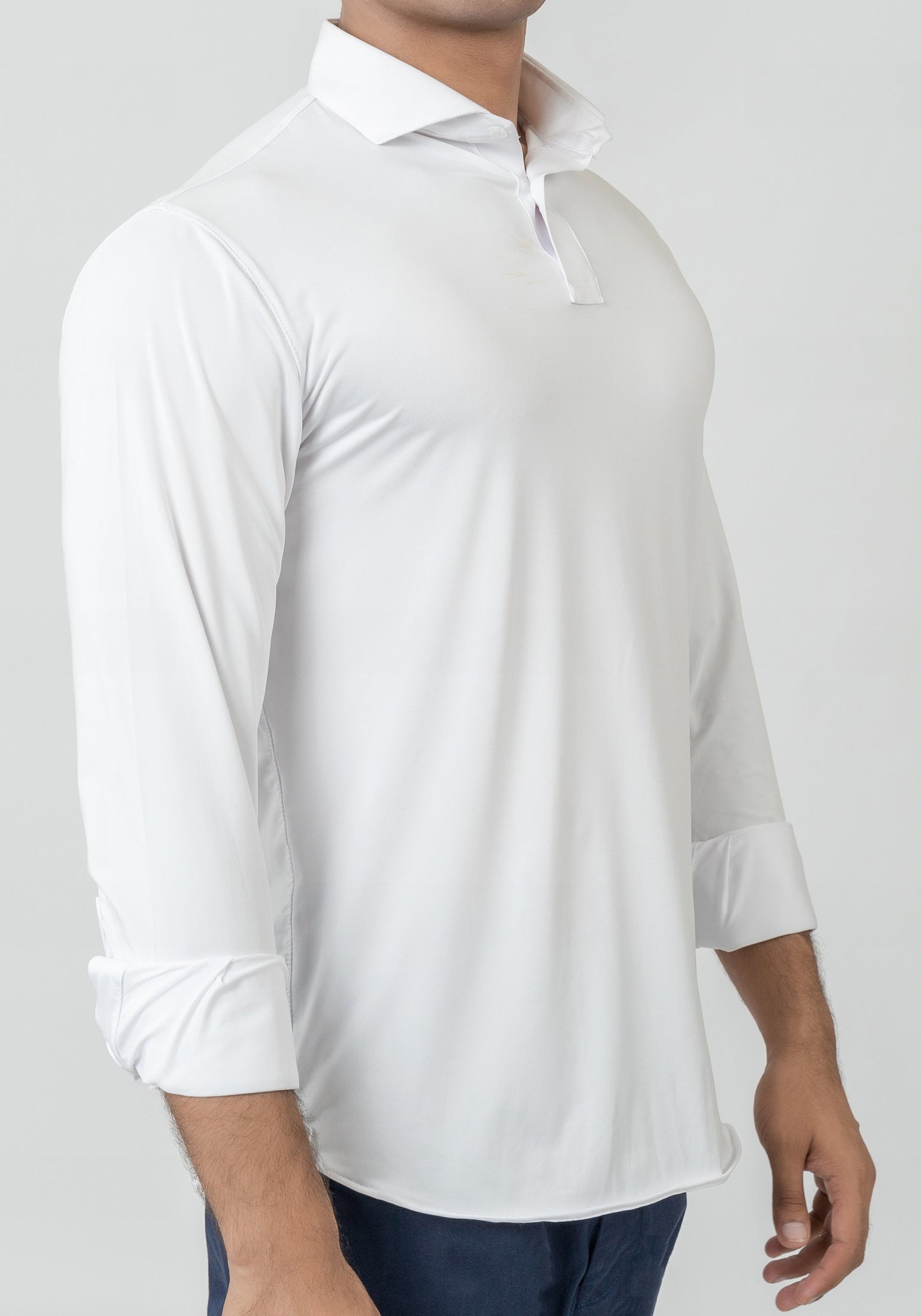 White Performance 4 Way Super Stretch Polo Shirt - Wrinkle Free