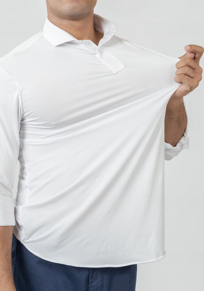 White Performance 4 Way Super Stretch Polo Shirt - Wrinkle Free