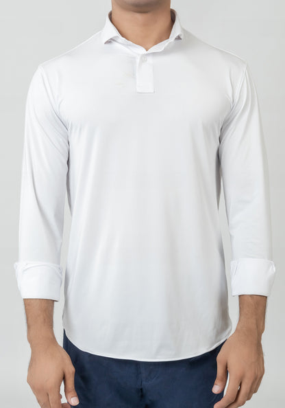 White Performance 4 Way Super Stretch Polo Shirt - Wrinkle Free