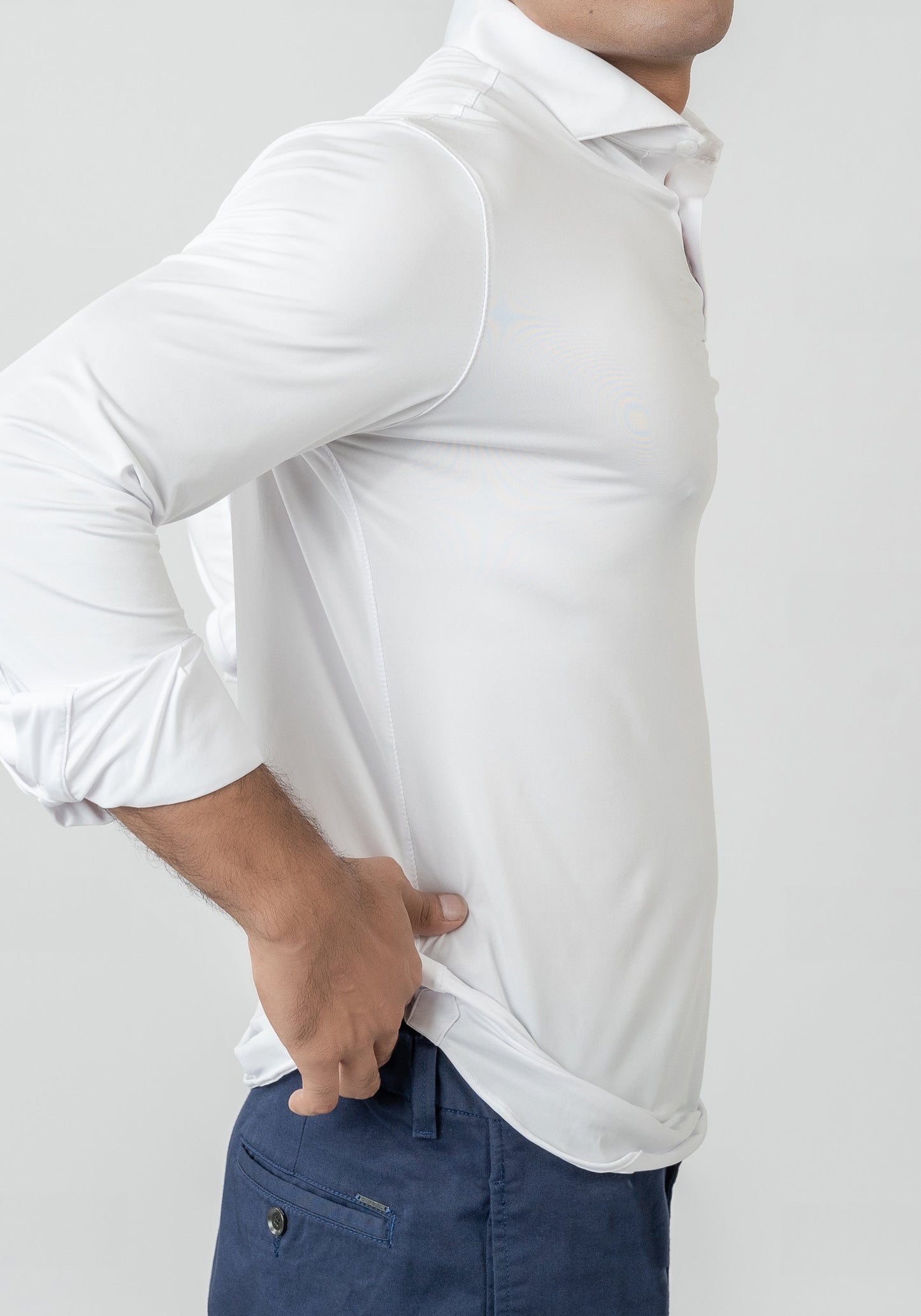 White Performance 4 Way Super Stretch Polo Shirt - Wrinkle Free