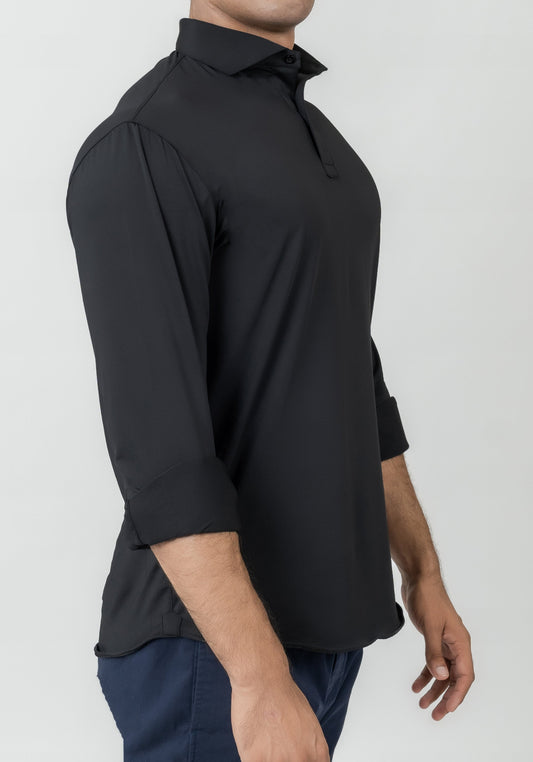 Black Performance 4 Way Super Stretch Polo Shirt - Wrinkle Free