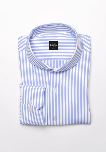 Sky Blue Four-Way Performance Stretch Bengal Stripes Shirt - Wrinkle Free