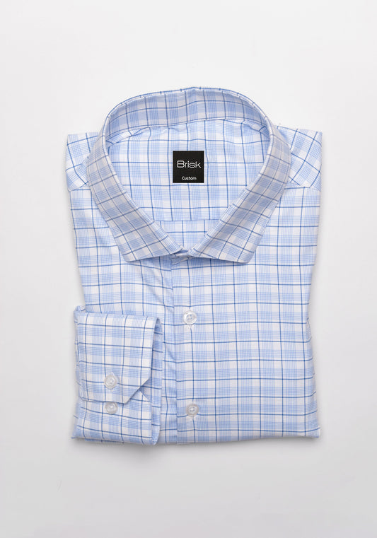 Wrinkle-Free Blue Super-Soft Tartan Performance Stretch Shirt