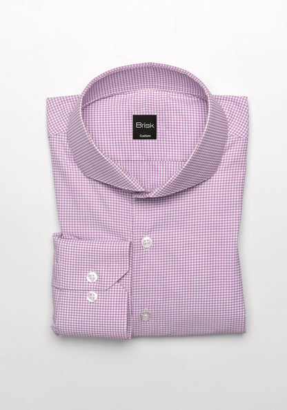 Wrinkle-Free Lilac Performance Stretch Mini Checkered Shirt