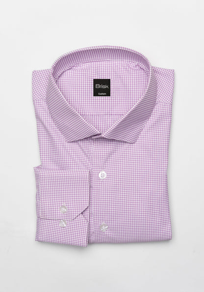 Wrinkle-Free Lilac Performance Stretch Mini Checkered Shirt - Cut-Away Classic