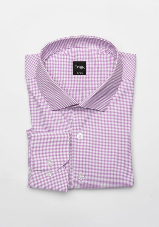 Wrinkle-Free Lilac Performance Stretch Mini Checkered Shirt - Cut-Away Classic