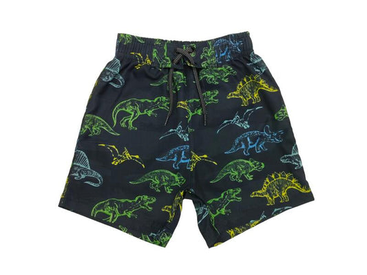 😎Kids Swim Board Shorts - Neon Dinos