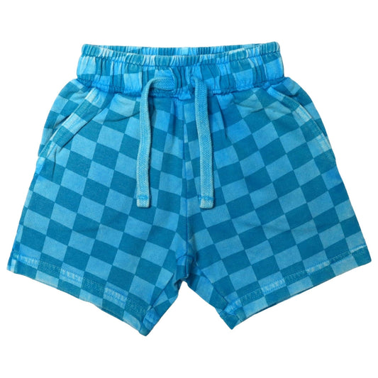🤩 Kids Sweat Shorts - Checkered Turq