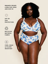 Banded Triangle Top in Blue Floral