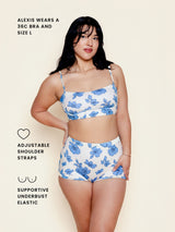 Bandeau With Piping Top in Blue Floral