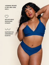 Banded Triangle Top in Navy Waffle