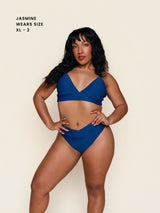High Hip Crossover Bottoms in Navy Waffle