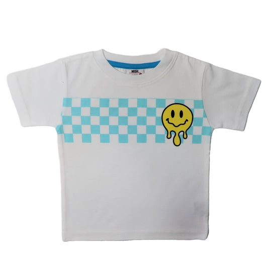 🫠 Kids Short Sleeve Tee - Checkered Drippy Smile