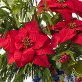 Holiday Majesty - Real Touch Norfolk, Red Poinsettia & Winterberry Large Christmas Centerpiece Arrangement