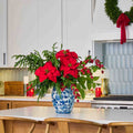 Holiday Majesty - Real Touch Norfolk, Red Poinsettia & Winterberry Large Christmas Centerpiece Arrangement