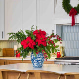 Holiday Majesty - Real Touch Norfolk, Red Poinsettia & Winterberry Large Christmas Centerpiece Arrangement