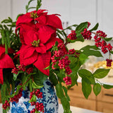 Holiday Majesty - Real Touch Norfolk, Red Poinsettia & Winterberry Large Christmas Centerpiece Arrangement