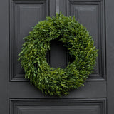 Realistic English Boxwood Leaf Front Door Wreath – 18" or 24" Everyday All Season Greenery