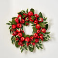 Winter Candy Apple - Red Apple, Holly Berry & Magnolia Leaf Front Door Christmas Wreath