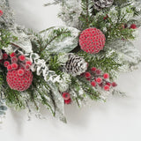 Holiday Frost - Snow Covered Magnolia, Eucalyptus, & Berry Pine Cone Winter Holiday Front Door Christmas Wreath