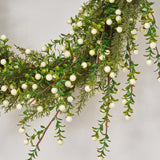 Cream White Berry & Boxwood Cedar Greenery Winter Berry Holiday Front Door Wreath