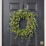 Cream White Berry & Boxwood Cedar Greenery Winter Berry Holiday Front Door Wreath