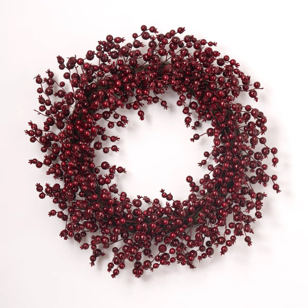 Waterproof Deep Burgundy Red Berry Front Door Christmas Holiday Front Door Wreath - 26"