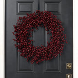 Waterproof Deep Burgundy Red Berry Front Door Christmas Holiday Front Door Wreath - 26"
