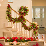 Real Touch Salal Leaf & Waterproof Red Berry Christmas Front Door Wreath - 22"