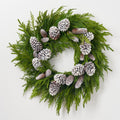 Deluxe Cypress & Norfolk Winter Greenery with Snowy Pinecones Faux Christmas Front Door Holiday Wreath