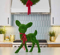 Green Bristled Moss Retro Kitch Deer Large Figurine Statue Holiday Christmas Decor