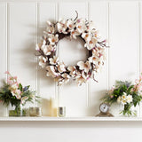 Real Touch Japanese Cream & Lavender Magnolia Flower Everyday Spring Wreath